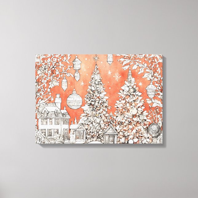 Weihnachten Moderne farbenfrohe Wrapped Art Canvas Leinwanddruck (Vorderseite)