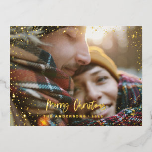Weihnachten - Moderne Minimal-Foto-Sternfolie Folien Feiertagspostkarte