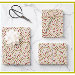 Weihnachten Moderner Eleganter Glitzer Gold Trim Geschenkpapier Set