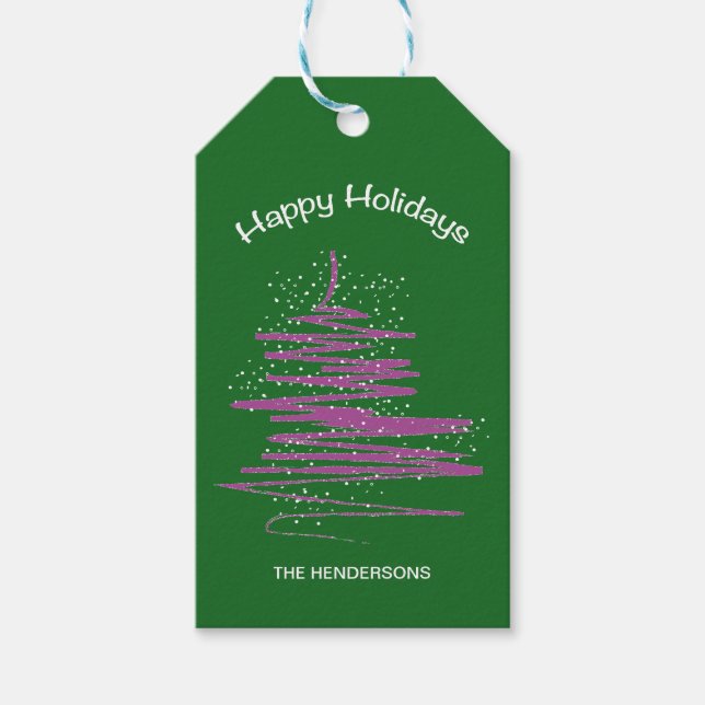 Weihnachten Moderner Whimsikbaum - Schneeflocken Geschenkanhänger (Vorderseite)