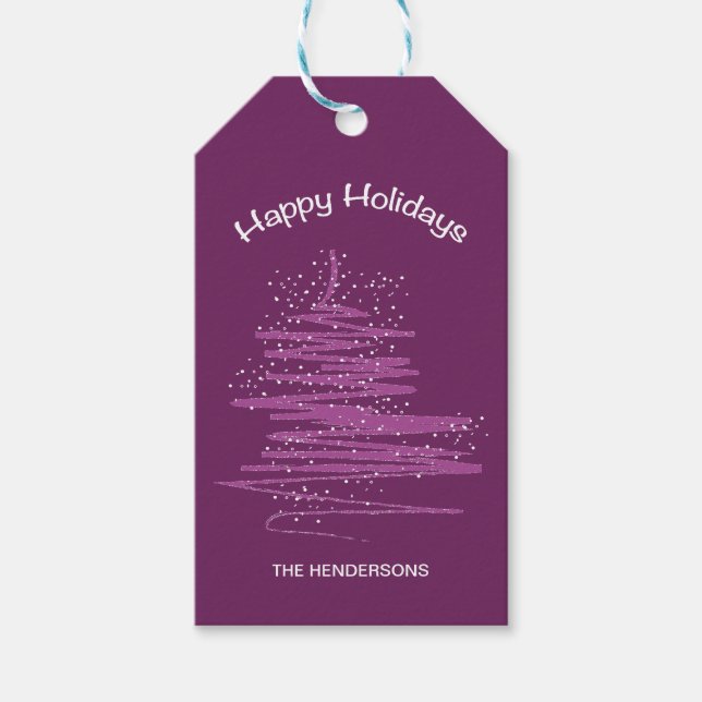 Weihnachten Moderner Whimsikbaum - Schneeflocken Geschenkanhänger (Vorderseite)