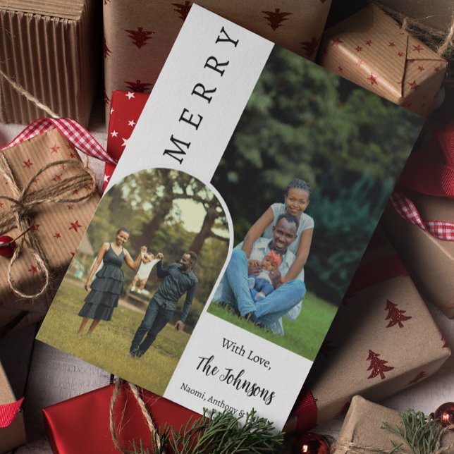 Weihnachten Modernes frohes Foto Personalisiert Karte (Von Creator hochgeladen)