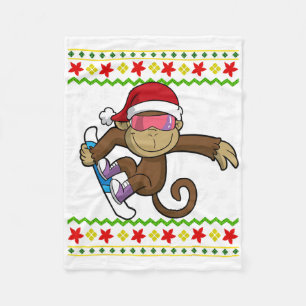 Weihnachten Monkey Snowboarden Snowboard Snowb Fleecedecke