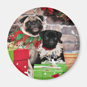 Weihnachten - Mops - Daisy Mae und Lily Lou Magnet