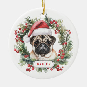 Weihnachten Mops Keramik Circle Ornament