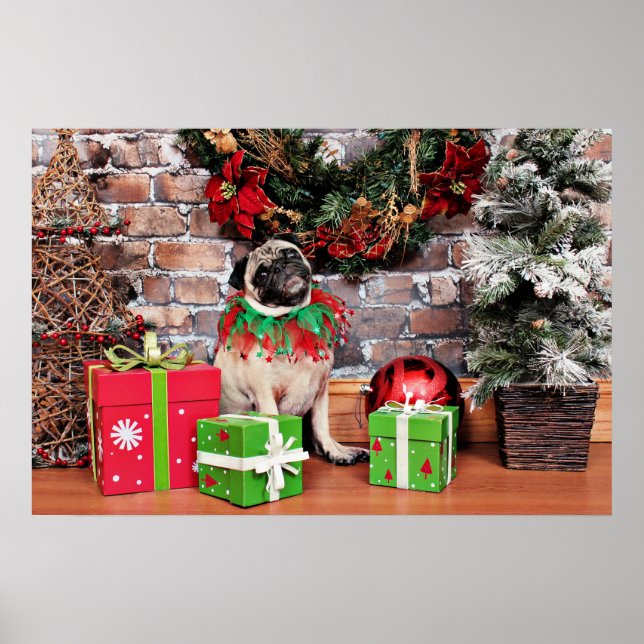Weihnachten - Mops - Lily Lou Poster (Vorne)