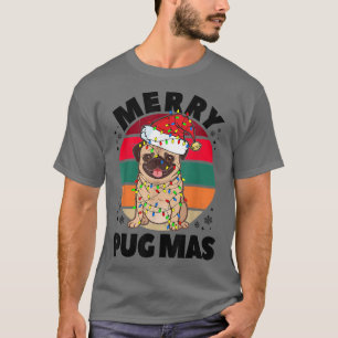 Weihnachten Mops Weihnachten Lichter Schnee Sonnen T-Shirt