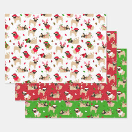 Weihnachten-Möpsen Geschenkpapier Set