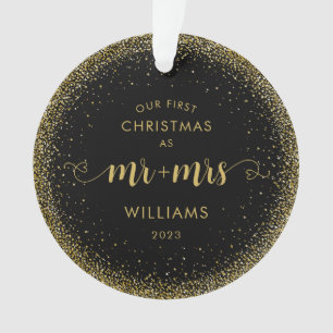 Weihnachten Mr. and Mrs. Glitzer Wreath Foto Ornament
