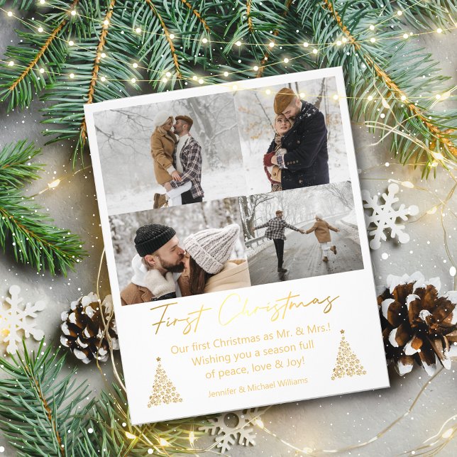 Weihnachten,mr mrs 4 Fotos sammeln Goldkarte Flyer (Von Creator hochgeladen)