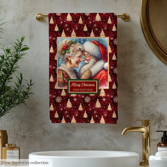 Weihnachten Mr. und Mrs. Claus Badtuch Badhandtuch Set (Stylish Christmas Mr. and Mrs. Claus Bath Towel)