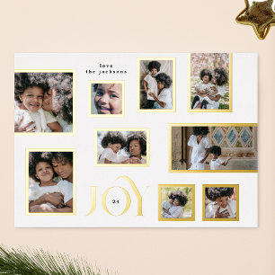 Weihnachten Multi 9 Foto Collage Frohe FREUDE Gold Folien Feiertagskarte