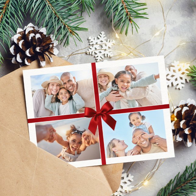 WEIHNACHTEN MULTI FOTO modernes Geschenk rotes Ban (Von Creator hochgeladen)