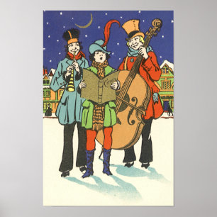 Weihnachten, Musiker spielen mit Musik Poster