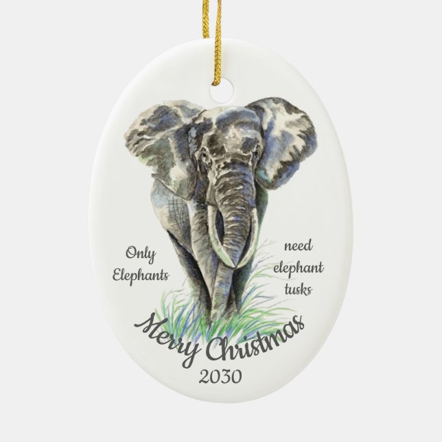 Weihnachten nach Maß nur Elefanten brauchen Tusks Keramik Ornament (Hinten)