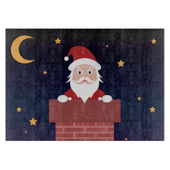 Weihnachten Nacht bringt Geschenke in Schornstein Schneidebrett (Vorderseite)