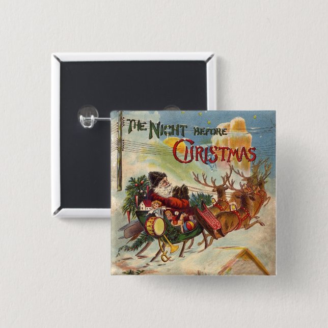 Weihnachten, Nacht vor Weihnachten Button (Vorne & Hinten)