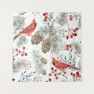 Weihnachten nahtlos, Kardinal-Vögel, Rot Wandteppich