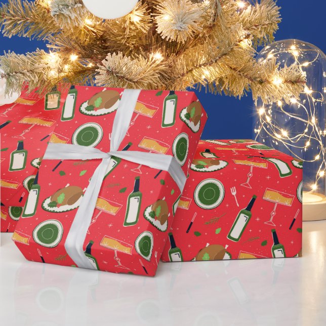 Weihnachten nahtlos Muster mit Retro-Champagner. Geschenkpapier (Feiertage)