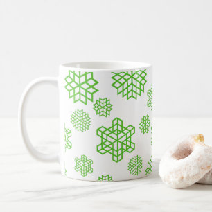 Weihnachten Nahtlose grüne Schneeflocken Kaffeetasse