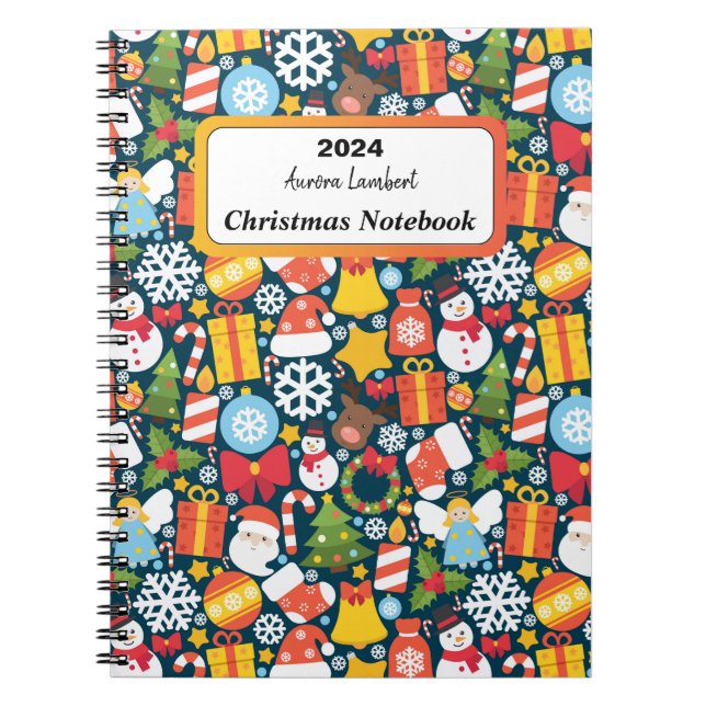 Weihnachten Nahtlose Muster Spiral Foto Notebook Notizblock (Vorderseite)