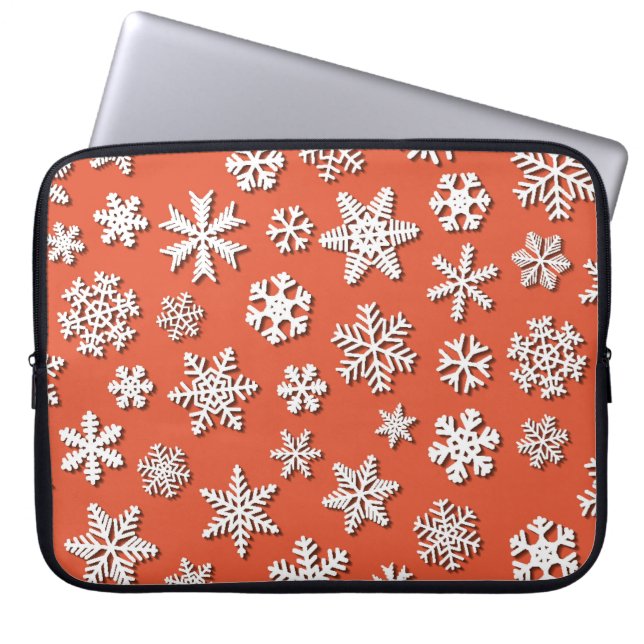 Weihnachten nahtlose Muster von Schneeflocken mit  Laptopschutzhülle (Vorderseite)