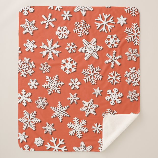 Weihnachten nahtlose Muster von Schneeflocken mit  Sherpadecke (Vorderseite)