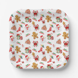 Weihnachten Nahtloses Muster Pappteller