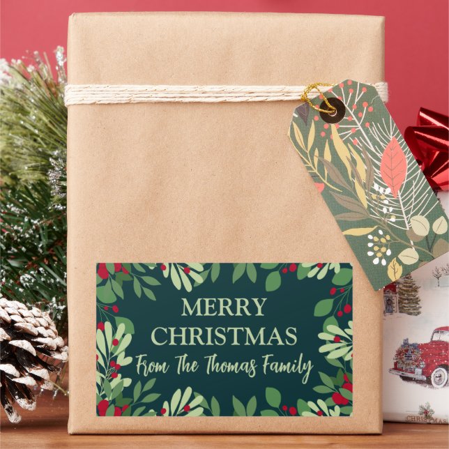 Weihnachten - Name der botanischen Berries Rechteckiger Aufkleber (Feiertag)