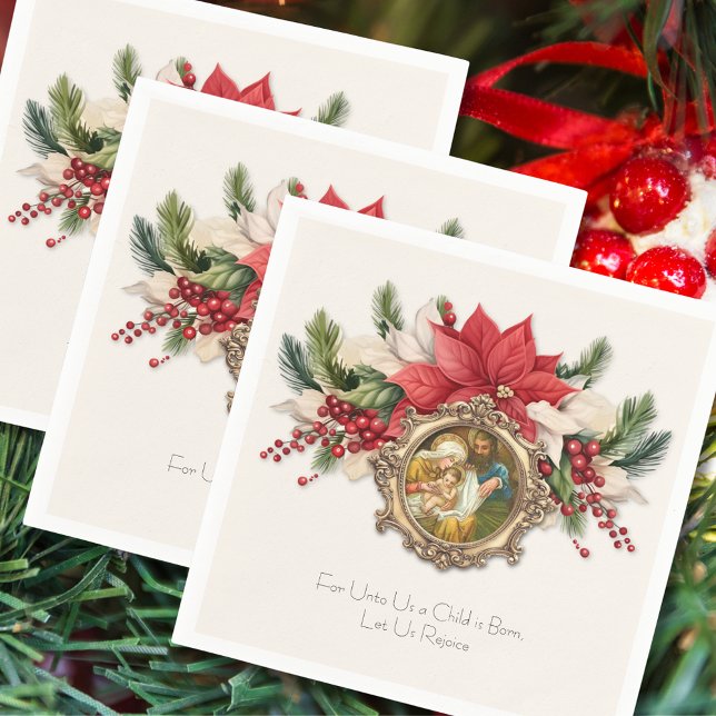 Weihnachten Napkins: Geburt Jesu Poinsettias Serviette (Von Creator hochgeladen)