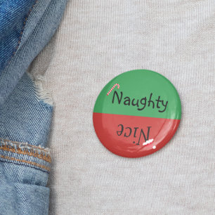 Weihnachten Naughty Nice Funny Red Green Button