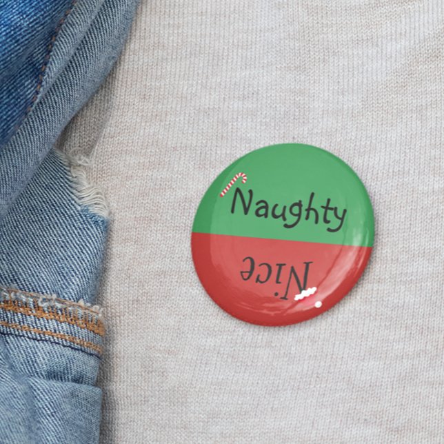 Weihnachten Naughty Nice Funny Red Green Button (Von Creator hochgeladen)