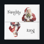 Weihnachten Naughty Nice Magnet<br><div class="desc">Dieses Design wurde mithilfe von digitaler Kunst erstellt und kann in dem Bereich personalisiert sein, der zur Verfügung gestellt wird, oder indem Sie den Klick wählen, um weitere Optionen anzupassen und den Namen, die Initialen oder die Wörter zu ändern. Sie können auch die Textfarbe und den Textstil ändern oder den...</div>