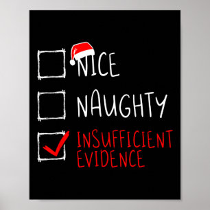 Weihnachten Naughty Unzulängliche Beweise Funny Poster