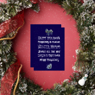 Weihnachten Navy Blau mit Silber-Wortkunst Silber Folien Feiertagskarte