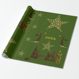 Weihnachten Navy Green Holiday Wrapping Paper Geschenkpapier