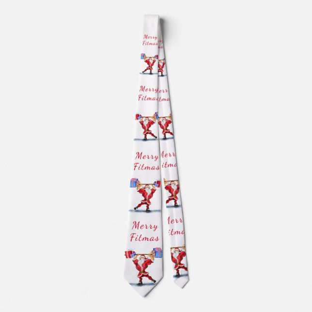 Weihnachten Neck Tie Bodybuilder Santa - Spaß Krawatte (Vorderseite)