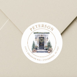 Weihnachten Neue Zuhause-Rücksendeadressen-Aufkleb Runder Aufkleber