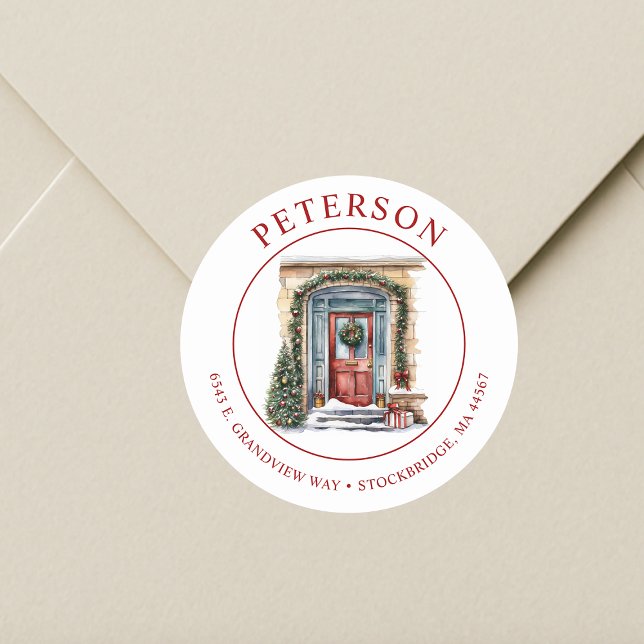 Weihnachten Neue Zuhause-Rücksendeadressen-Aufkleb Runder Aufkleber (Von Creator hochgeladen)