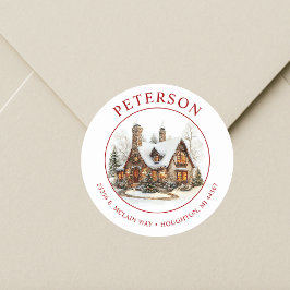 Weihnachten Neue Zuhause-Rücksendeadressen-Aufkleb Runder Aufkleber