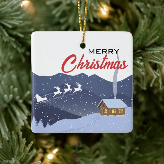 Weihnachten | Neues Jahr glücklich | Weihnachtsges Keramikornament (Baum)