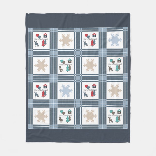 Weihnachten, neues Jahr, Hirsche Fleecedecke (Vorderseite)