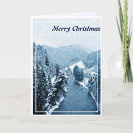 Weihnachten, Neues Jahr, Urlaub - Bäume am Fluss Feiertagskarte
