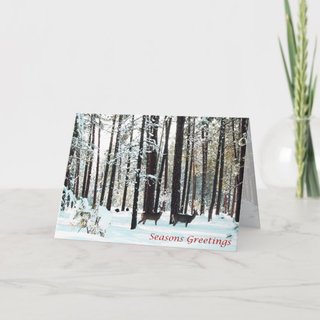 Weihnachten, Neues Jahr, Urlaub - Hirsch Feiertagskarte (Vorderseite)