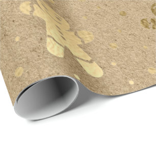Weihnachten Neujahr Gold Gingerbread Man Kraft Joy Geschenkpapier
