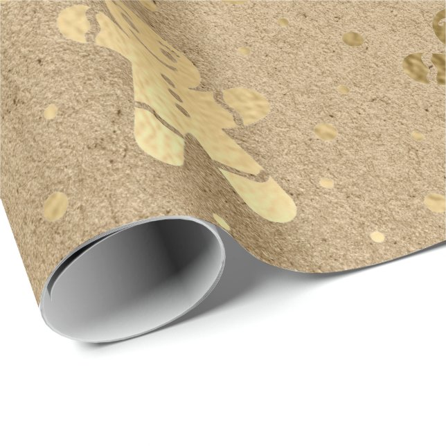 Weihnachten Neujahr Gold Gingerbread Man Kraft Joy Geschenkpapier (Rolleneckpunkt)