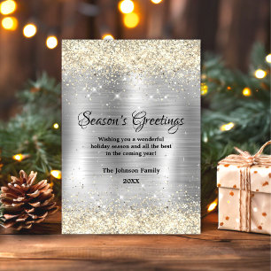 Weihnachten Neujahr metallisches Silber Gold Glitt Karte