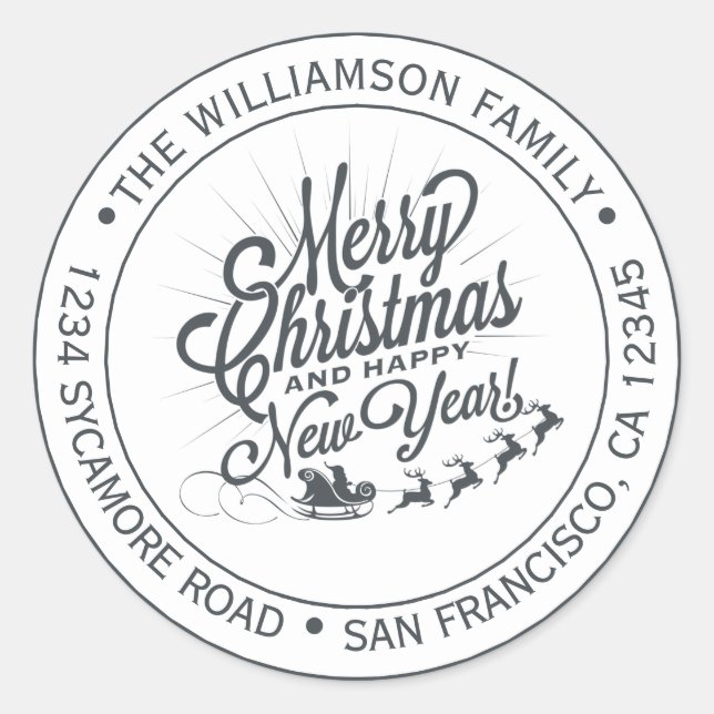 Weihnachten - Neujahr - Rücksendeadresse Runder Aufkleber (Vorderseite)