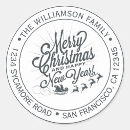 Weihnachten - Neujahr - Rücksendeadresse Runder Aufkleber