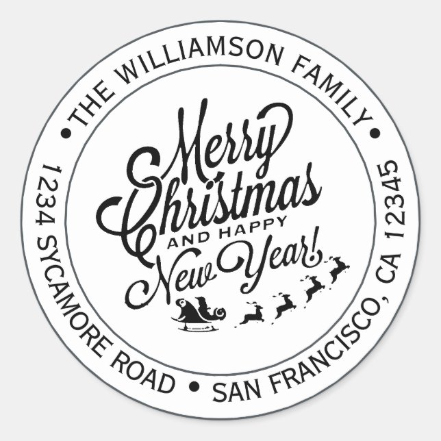 Weihnachten - Neujahr - Rücksendeadresse Runder Aufkleber (Vorderseite)